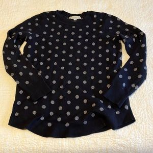 LOFT NWOT Black polka dot sweater